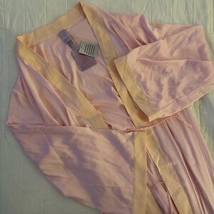 Savage X Fenty light pink floor length satin robe with peach trim 2X/3X